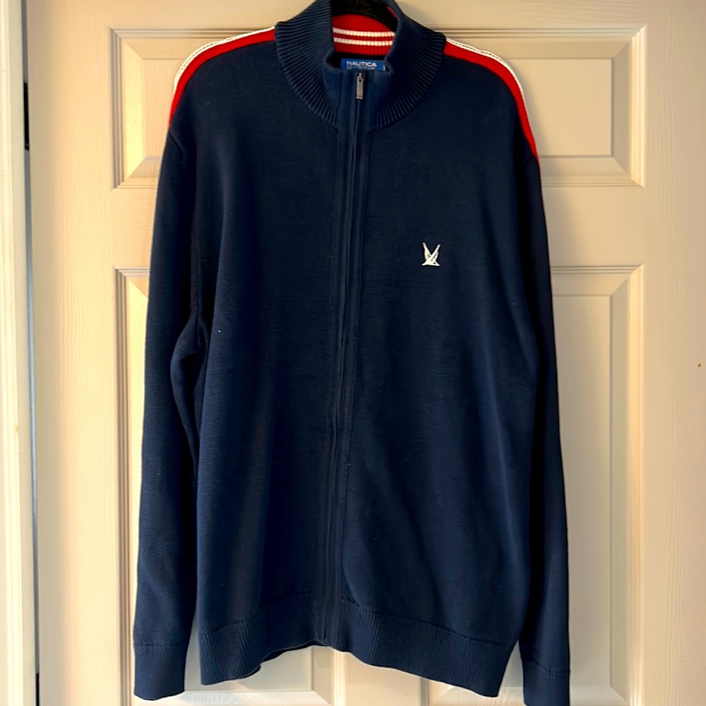 Nautical Blue Sail Zippered Sweater NWOT